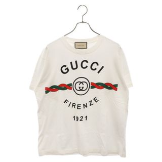 グッチ(Gucci)のGUCCI グッチ FIRENZE 1921 Tシャツ ロゴ 半袖Tシャツ カットソー 616036 ホワイト(Tシャツ/カットソー(半袖/袖なし))