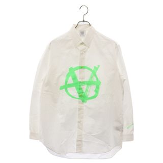 VETEMENTS ヴェトモン 20SS Anarchy Shirt SS20SH275 アナーキー ロゴプリント 長袖ボタンダウンシャツ ホワイト(シャツ)