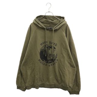 RAF SIMONS - RAF SIMONS ラフシモンズ 21AW OVERSIZED HOODED SWEATER ANTWARP PRINT オーバーサイズド アントワーププリント プルオーバー スウェット パーカー カーキ A02 125 19004 0023