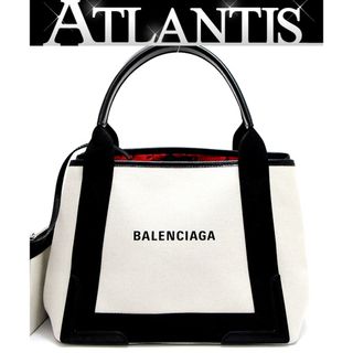 バレンシアガ(Balenciaga)の極美品 バレンシアガ BALENCIAGA ネイビーカバス スモール 2WAYバッグ 白 キャンバス 花柄ライニング 【65025】(トートバッグ)