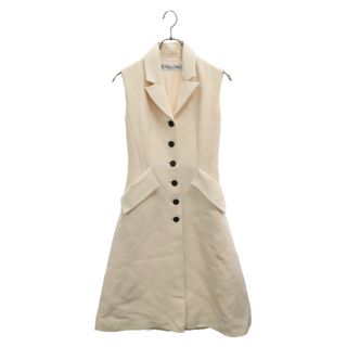 クリスチャンディオール(Christian Dior)のChristian Dior クリスチャンディオール Wool Sleeveless Long Coat ウールスリーブ ロングコート アイボリー 911G02A1162(フライトジャケット)