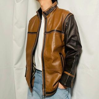 バルマン(BALMAIN)のBALMAIN バルマン B-3 type 2トーン ラムレザージャケット 羊革(レザージャケット)