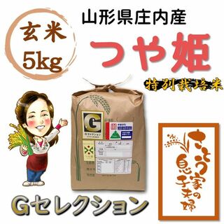 山形県庄内産　つや姫　玄米5kg　Ｇセレクション　特別栽培米(米/穀物)