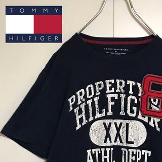 TOMMY HILFIGER - 【定番】トミーヒルフィガー ビッグプリントTシャツ　ネイビー　M  A1155