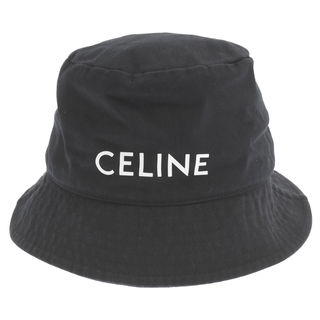 セリーヌ(celine)のCELINE セリーヌ 22SS Hedi Slimane LOGO BUCKET HAT ロゴプリントコットンバケットハット 帽子 ブラック 2AU5B968P(ハット)