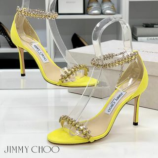 ジミーチュウ(JIMMY CHOO)の4720 未使用 ジミーチュウ スエード ビジュー サンダル イエロー(サンダル)