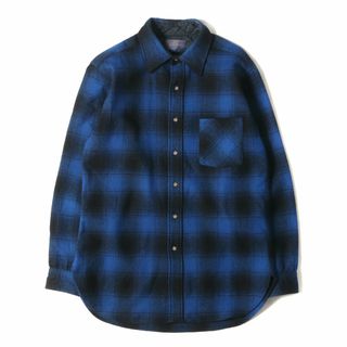 ペンドルトン(PENDLETON)のPENDLETON ペンドルトン シャツ サイズ:M 70s オンブレチェック ウール 長袖シャツ ブルー ブラック 青黒 70年代 ヴィンテージ 古着 トップス カジュアルシャツ【メンズ】【中古】(シャツ)