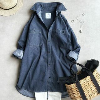 シップス(SHIPS)の美品▲ SHIPS //洗えるECORICH ダンガリーオーバーシャツ▲ゆったり(シャツ/ブラウス(長袖/七分))