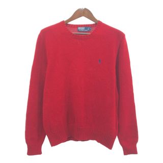 ポロラルフローレン(POLO RALPH LAUREN)のPolo by Ralph Lauren ポロ ラルフローレン コットン ニット セーター ワンポイント レッド (メンズ L) 中古 古着 Q5962(ニット/セーター)