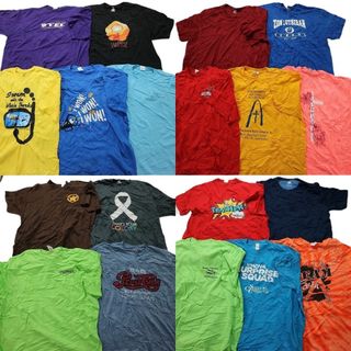 古着卸 まとめ売り カラーmix プリント 半袖Tシャツ 19枚セット (メンズ 2XL ) 英字ロゴ　無地　タイダイ　ビックサイズ MS8653(その他)