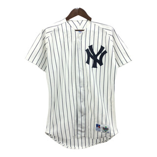 90年代 USA製 RUSSELL ATHLETIC ラッセル MLB ニューヨーク・ヤンキース ゲームシャツ ユニフォーム(メンズ 40) 中古 古着 Q5966(その他)