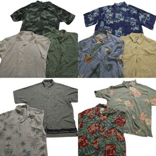 古着卸 まとめ売り シルク系 アロハシャツ 半袖シャツ 10枚セット (メンズ L /XL ) カラーMIX 開襟シャツ ボックスシルエット MS8711(シャツ)