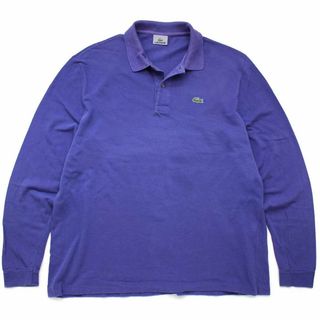 ラコステ(LACOSTE)の90s LACOSTEラコステ ワンポイント コットン 鹿の子 長袖ポロシャツ カスタム 薄紫 6★106 オールド フレンチ ユーロ オーバーサイズ(ポロシャツ)