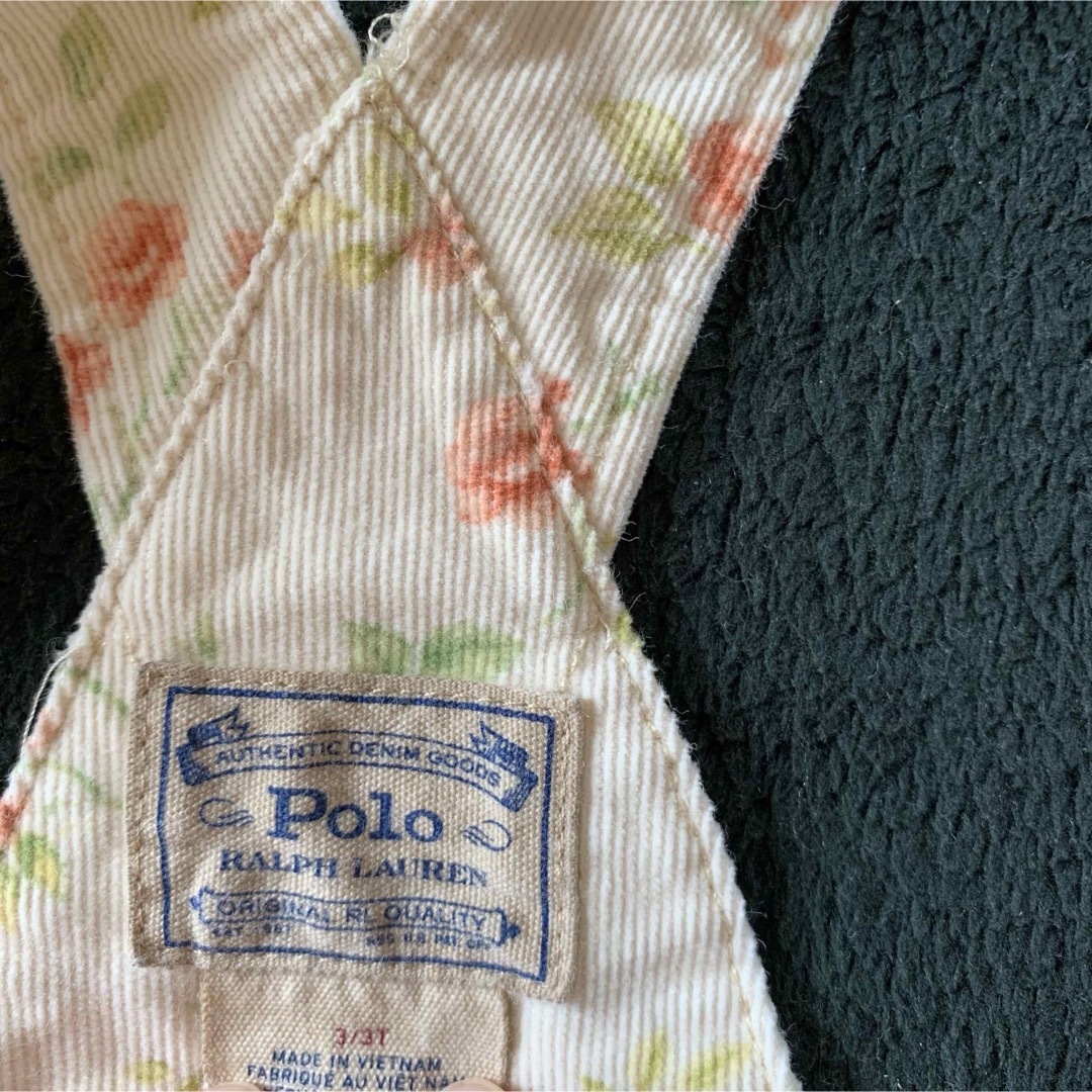 POLO RALPH LAUREN(ポロラルフローレン)のポロラルフローレンホワイトデニム花柄サロペット キッズ/ベビー/マタニティのキッズ服女の子用(90cm~)(ワンピース)の商品写真