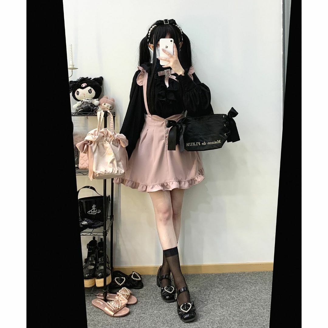 【色: ピンク】[ＸＨＳＵＫＡＤＯ] 地雷系 ミニ スカート レディース かわい レディースのファッション小物(その他)の商品写真