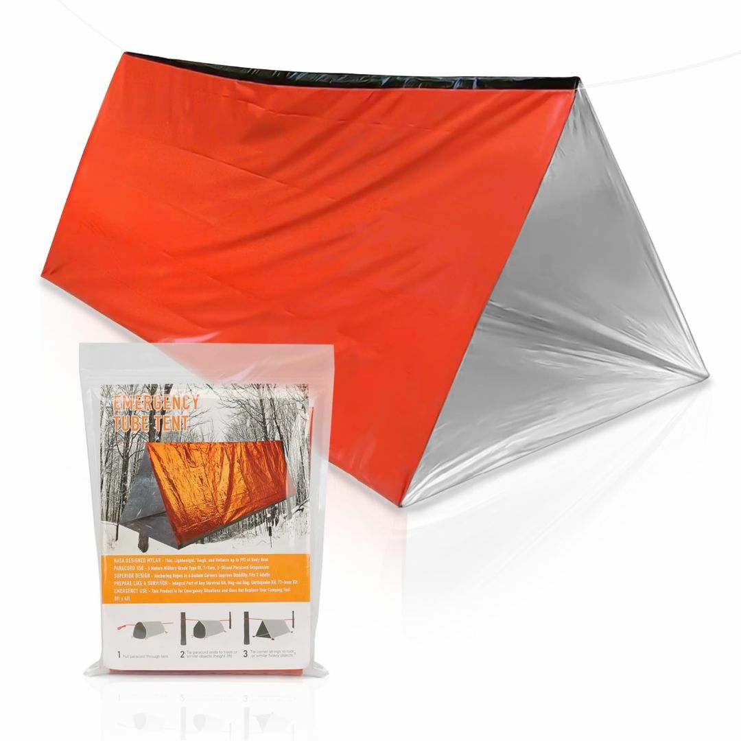 【色: オレンジ】WWW エマージェンシーテント 簡易テント 非常用テント 2人 スポーツ/アウトドアのアウトドア(その他)の商品写真