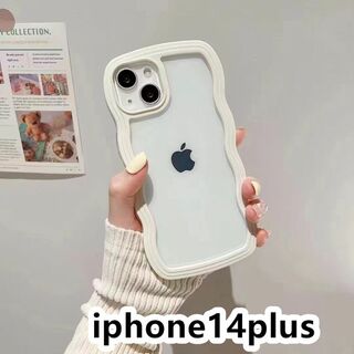 iphone14plusケース　波型　 耐衝撃ホワイト220(iPhoneケース)