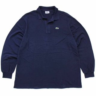 ラコステ(LACOSTE)の80s LACOSTEラコステ ワンポイント コットン 鹿の子 長袖ポロシャツ 紺 6★102 オールド ビンテージ フレンチ ユーロ ヨーロッパ(ポロシャツ)