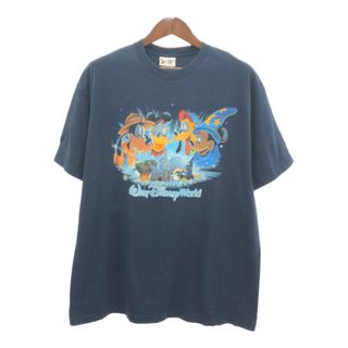 ディズニー(Disney)のDisney ディズニー ディズニーワールド 半袖Ｔシャツ キャラクター ネイビー (メンズ XL) 中古 古着 Q5972(Tシャツ/カットソー(半袖/袖なし))