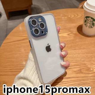 iphone15promaxケース レンズ保護 透明 韓国 ホワイト155(iPhoneケース)