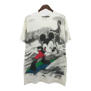 ディズニー(Disney)の90年代 USA製 Disney ディズニー MICKEY by Jerry Leigh ミッキーマウス 半袖Ｔシャツ キャラクター ホワイト(メンズ XL) 中古 古着 Q5974(Tシャツ/カットソー(半袖/袖なし))