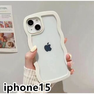 iphone15ケース カーバー波型 軽い ホワイト14(iPhoneケース)