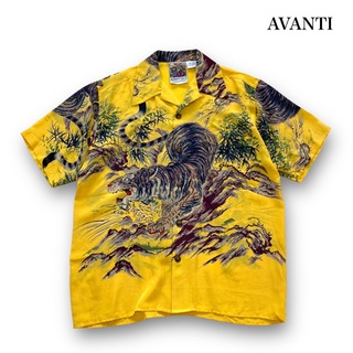 【AVANTI】アバンティ シルクアロハシャツ オープンカラーシャツ 虎 和柄