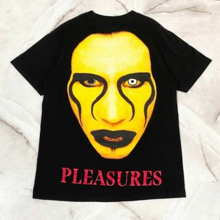 プレジャー(PLEASURES)のA12634 プレジャー×マリリンマンソン　フェイスプリントTシャツ ブラックM(Tシャツ/カットソー(半袖/袖なし))