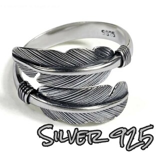 S925 フェザーリング ネイティブ シルバー インディアンジュエリー 指輪 羽(リング(指輪))