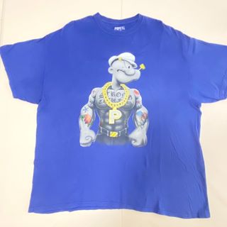 USA　POPEYE　Tシャツ　半袖　青　古着　オーバーサイズ　ビッグプリント　(Tシャツ/カットソー(半袖/袖なし))