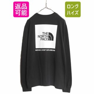 ザノースフェイス(THE NORTH FACE)のノースフェイス 両面 プリント 長袖 Tシャツ メンズ L / The North Face アウトドア ロンT ボックスロゴ バックプリント クルーネック 黒(Tシャツ/カットソー(七分/長袖))