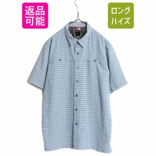 ザノースフェイス(THE NORTH FACE)のノースフェイス チェック 半袖 シャツ メンズ L The North Face アウトドア ポケット付き 半袖シャツ ワンポイント 2トーン MODAL ボックス(シャツ)