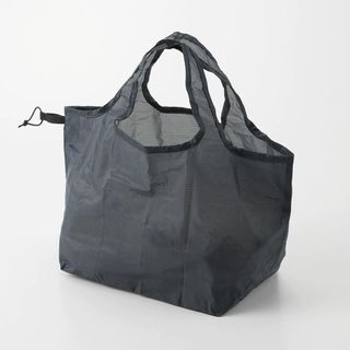 MUJI (無印良品) - 無印良品　ナイロン　買い物バッグ　マチ広（チャコールグレー）エコバッグ