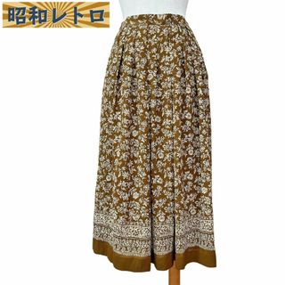 【昭和レトロ】プリーツスカート/総柄/W66/古着/60'70'/No.472(ひざ丈スカート)