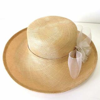 ハナエモリ(HANAE MORI)のハナエモリ HM chapeau 麦わら帽子 ハット つば広帽 帽子 57cm(麦わら帽子/ストローハット)