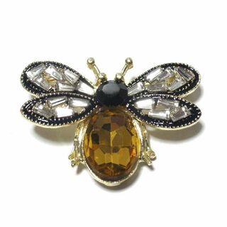 pin-1464　ラペルピン★ブローチ　蜂　ハチ　昆虫　ラインストーン　イエロー(その他)
