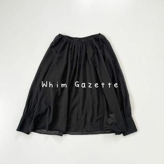 ウィムガゼット(Whim Gazette)の美品　ウィムガゼット　ボイルコットンフロントギャザーブラウス　ブラック(シャツ/ブラウス(長袖/七分))