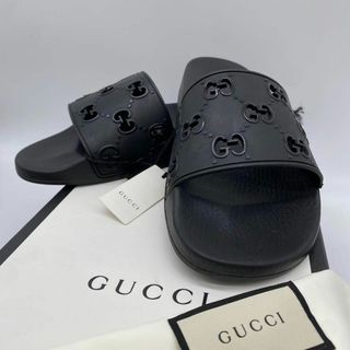 グッチ(Gucci)の【新品付属品付】 グッチ シャワーサンダル gg 型抜き ラバー ブラック(サンダル)