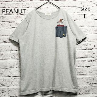 PEANUTS - 【古着】 PEANUT スヌーピープリント&ウッドストック刺繍 Tシャツ