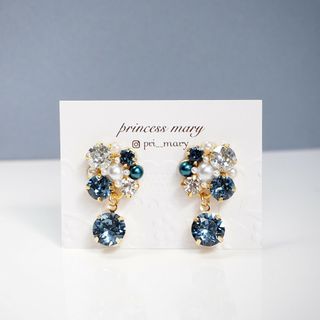 残り1点》8mmスワロ♡デニムブルー bijouピアス(ピアス)