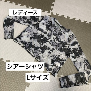 シアーシャツ　シースルー レディース　Lサイズ　ブラック　韓国　DAZY(シャツ/ブラウス(長袖/七分))
