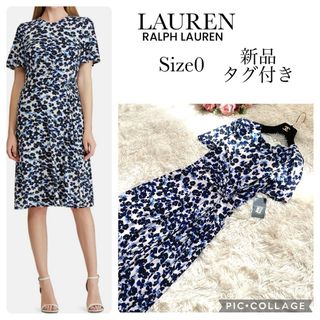 ラルフローレン(Ralph Lauren)の《新品・タグ付き》ローレンラルフローレン サイドプリーツ フローラルワンピース(ひざ丈ワンピース)