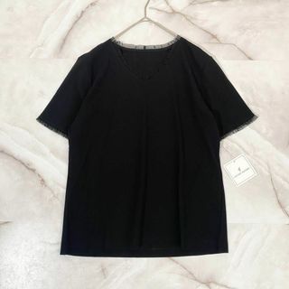 A13109 コットンファクトリー　バイオフライスチュール半袖Tプルオーバー　黒(Tシャツ(半袖/袖なし))