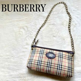 バーバリー(BURBERRY)の希少 BURBERRY ノバチェック チェーン ショルダーバッグ レザー ロゴ(ショルダーバッグ)