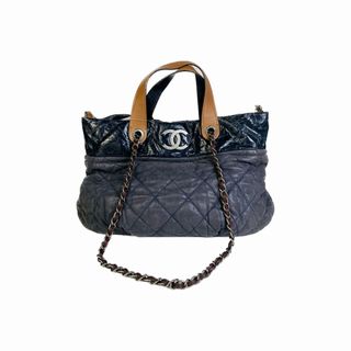 シャネル(CHANEL)のCHANEL シャネル ココマーク ２WAYハンドル ラムスキン ショルダーバッグ ブルー A-2431(ショルダーバッグ)