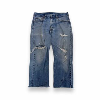 リーバイス(Levi's)のリーバイス 501 クラッシュ グランジ 古着 デニム w33 カットオフ(デニム/ジーンズ)