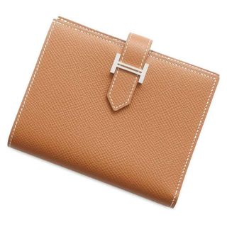 エルメス(Hermes)のエルメス 二つ折り財布 ベアンコンパクト ゴールド/シルバー金具 ヴォーエプソン U刻印 財布(財布)