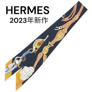 エルメス(Hermes)のエルメスHERMESツイリー2023新作ブリッドドゥガラアップリケピケ ネイビー(バンダナ/スカーフ)