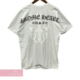 クロムハーツ(Chrome Hearts)のCHROME HEARTS Back Dagger USA Print Tee クロムハーツ バックダガーUSAプリントTシャツ 半袖カットソー スクロールロゴ ポケT ホワイト×ブラック サイズXL 【240507】【新古品】【me04】(Tシャツ/カットソー(半袖/袖なし))