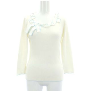 クレージュ(Courreges)のクレージュ バイカラーリブニット セーター 長袖 リボン 40 オフホワイト(ニット/セーター)